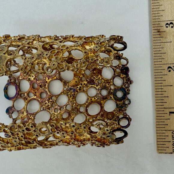 Alexis Bittar Gold Open Circle Cuff Bracelet – Sculptural Statement Wide Bangle - Picture 6 of 8